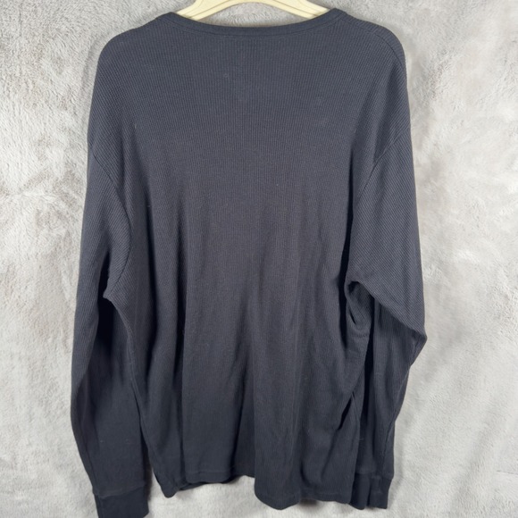 US Polo Assn Mens Long Sleeve Waffle Knit Henley Shirt Gray Size L Thermal - Picture 6 of 6